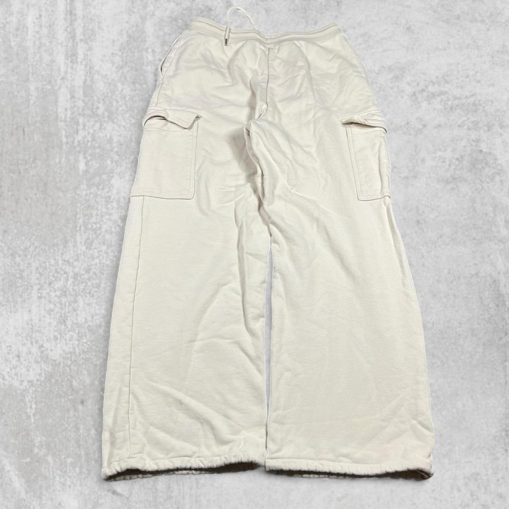 Uniqlo Womens Cargo Sweatpants Cream Off White Wide Leg French Terry M